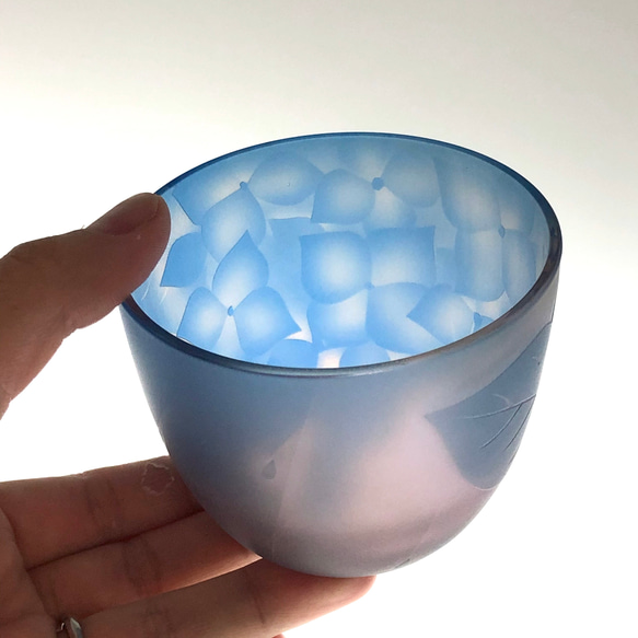 [定做]加油雨繡球玻璃器皿淡藍色x紫藤粉紅色 第3張的照片