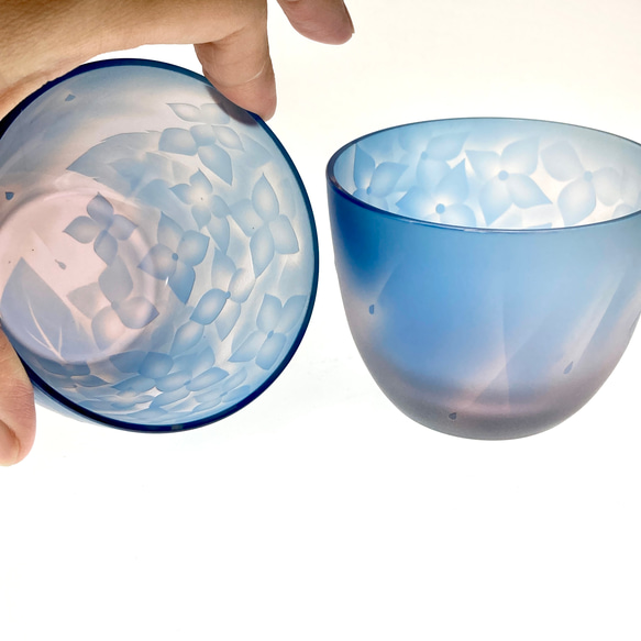 [定做]加油雨繡球玻璃器皿淡藍色x紫藤粉紅色 第5張的照片