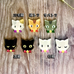 【再販】猫ちゃんのマスククリップ（黒猫・白猫・サバトラ・茶トラ・三毛猫） 6枚目の画像
