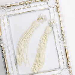 結婚式や二次会、ブライダル☆beads tassel pierce 5枚目の画像