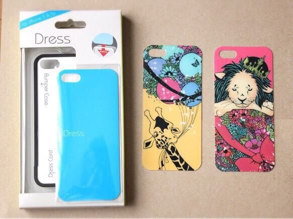 【着せ替え】2個セット♡iPhone5s &SE カバー(バンパー&着せ替えカード2種)キリン×ライオン 2枚目の画像