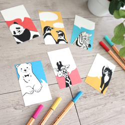 アニマルメッセージカード6種類セット(シマウマ・ペンギン・パンダ・キリン・シロクマ・ネコ) 4枚目の画像