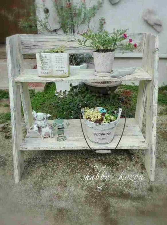 アンティーク風フラワースタンド☆ 棚・シェルフ・ラック シャビー小僧