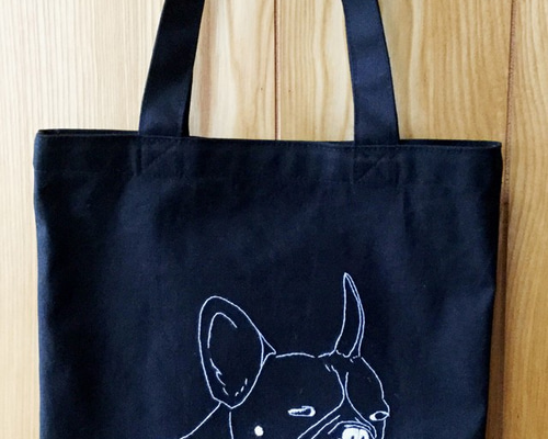 一点物】フレンチブルドッグのトートバッグ☆手刺繍 トートバッグ