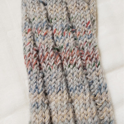 ニット手編みふっくら長めのレッグウォーマーアームウォーマー スパイラルソックス編み 2枚目の画像