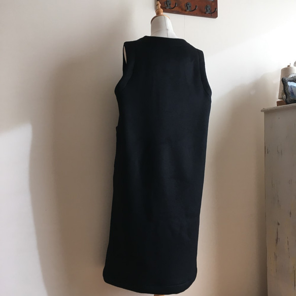 SALE カシミヤウール黒で作ったジャンパースカート 4枚目の画像