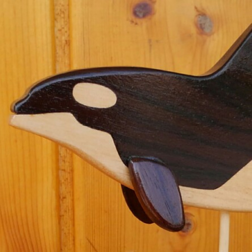 再、再、再販❗New❗寄せ木・象嵌 シャチの置物 立体・オブジェ 木