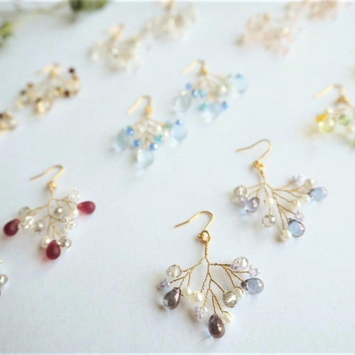 めぐさまオーダー品】ぶどうと小枝のアクセサリーセット ピアス 