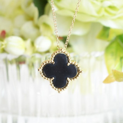 Power of Happiness 14kgf クローバーネックレス(黒) ネックレス
