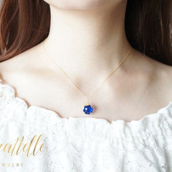 【canattelle夏SALE】14kgf ロイヤルブルー・ウェービィ・ネックレス ~ royal blue ~ 5枚目の画像