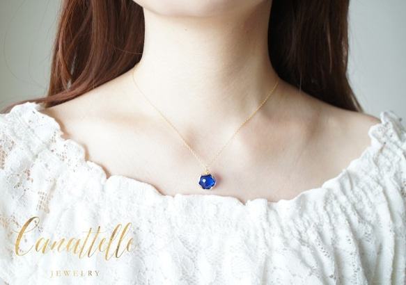 【canattelle夏SALE】14kgf ロイヤルブルー・ウェービィ・ネックレス ~ royal blue ~ 5枚目の画像