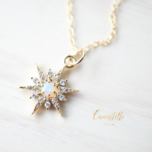 【5％OFF】 14kgf オパールスター・ネックレス ~ Opal zirconia Star ネックレス・ペンダント
