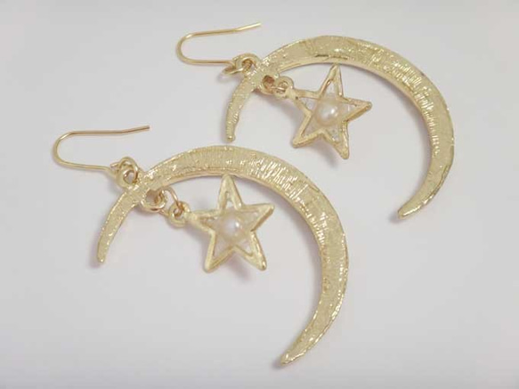 moon＆star pierce(ビジュー） 5枚目の画像