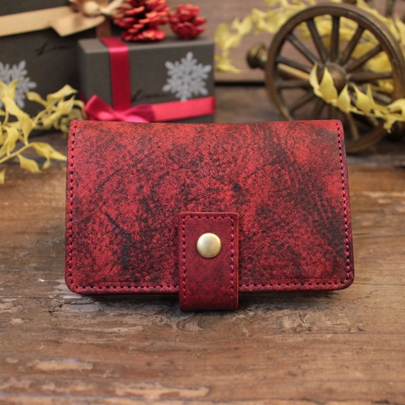 *Christmas Limited* Coin Wallet Ⅱ / ムラ染めRED 2枚目の画像