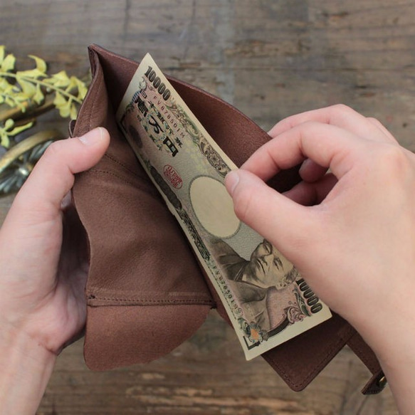 手のひらサイズの三つ折り財布 / MitsuOri Wallet *D BROWN 6枚目の画像