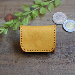 【極小サイズ】Tiny Coin Case / YELLOW *レザーコインケース*小さい小銭入れ*プエブロ 2枚目の画像