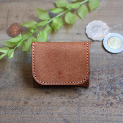 【極小サイズ】Tiny Coin Case / CAMEL *レザーコインケース*小さい小銭入れ*プエブロ 2枚目の画像