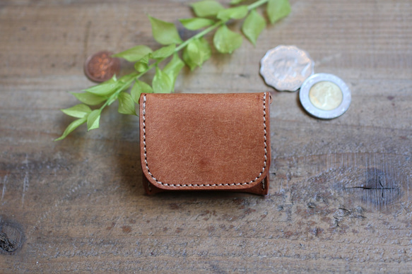 【極小サイズ】Tiny Coin Case / CAMEL *レザーコインケース*小さい小銭入れ*プエブロ 2枚目の画像