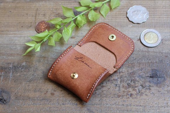 【極小サイズ】Tiny Coin Case / CAMEL *レザーコインケース*小さい小銭入れ*プエブロ 3枚目の画像