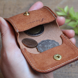 【極小サイズ】Tiny Coin Case / CAMEL *レザーコインケース*小さい小銭入れ*プエブロ 4枚目の画像