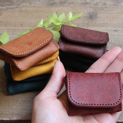 【極小サイズ】Tiny Coin Case / CAMEL *レザーコインケース*小さい小銭入れ*プエブロ 5枚目の画像