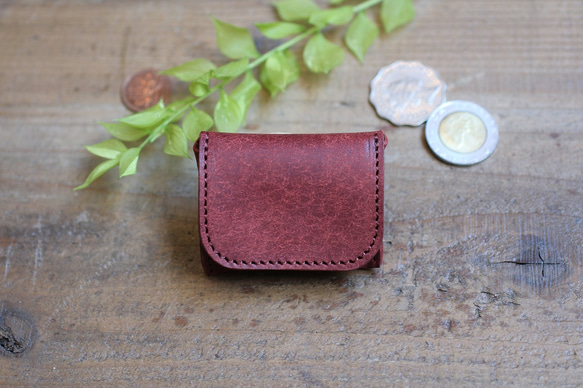 【極小サイズ】Tiny Coin Case / BRICK RED *レザーコインケース*小さい小銭入れ*プエブロ 2枚目の画像