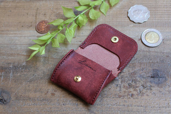 【極小サイズ】Tiny Coin Case / BRICK RED *レザーコインケース*小さい小銭入れ*プエブロ 3枚目の画像