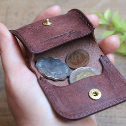 【極小サイズ】Tiny Coin Case / D BROWN *レザーコインケース*小さい小銭入れ*プエブロ 4枚目の画像