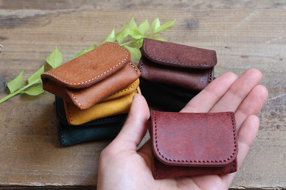 【極小サイズ】Tiny Coin Case / D BROWN *レザーコインケース*小さい小銭入れ*プエブロ 5枚目の画像