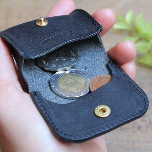 極小サイズ】Tiny Coin Case / BLACK *レザーコインケース*小さい小銭