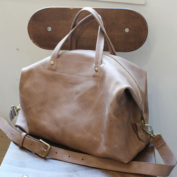 *送料無料* 2way Boston Bag / SAND BEIGE 3枚目の画像