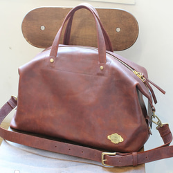 *送料無料* 2way Boston Bag / RED BROWN *レザーバッグ*ボストンバッグ 2枚目の画像