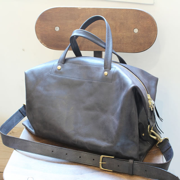 *送料無料* 2way Boston Bag / BLACK *レザーバッグ*ボストンバッグ 3枚目の画像