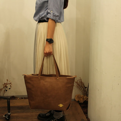 *送料無料* Zip Tote Bag / SAND BEIGE *レザーバッグ*トートバッグ 5枚目の画像