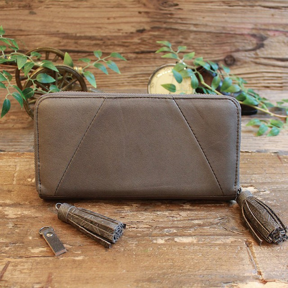 Soft Leather Round Long Wallet / CHARCOAL GREY*大容量 2枚目の画像