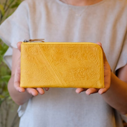 Soft Leather Compact Wallet / MANGO YELLOW(Paisley) *薄い 1枚目の画像