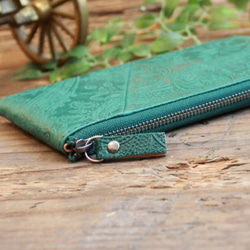 Soft Leather Compact Wallet / FOREST GREEN(Paisley) *薄い 5枚目の画像