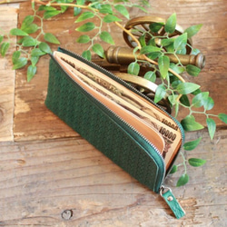 Soft Leather Compact Wallet / FOREST GREEN (Mesh) *薄い 2枚目の画像
