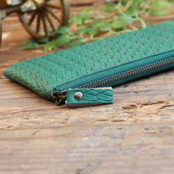 Soft Leather Compact Wallet / FOREST GREEN (Mesh) *薄い 4枚目の画像