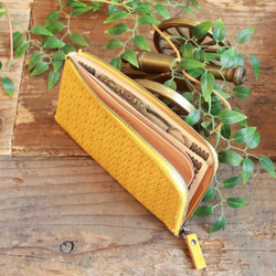 Soft Leather Compact Wallet / MANGO YELLOW (Mesh) *薄い 3枚目の画像