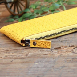 Soft Leather Compact Wallet / MANGO YELLOW (Mesh) *薄い 4枚目の画像