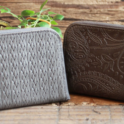 *送料無料* Soft Leather Compact Wallet / CHARCOAL GREY(mesh) 5枚目の画像