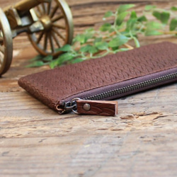 *送料無料* Soft Leather Compact Wallet / CHOCOLATE BROWN(mesh) 4枚目の画像