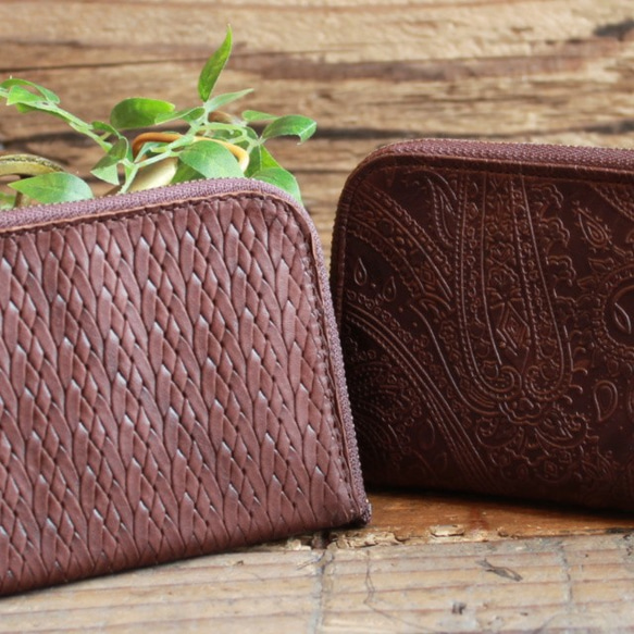 *送料無料* Soft Leather Compact Wallet / CHOCOLATE BROWN(mesh) 5枚目の画像