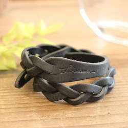 【全6色】MitsuAmi Bracelet / BLACK *レザーブレスレット*プエブロ 3枚目の画像