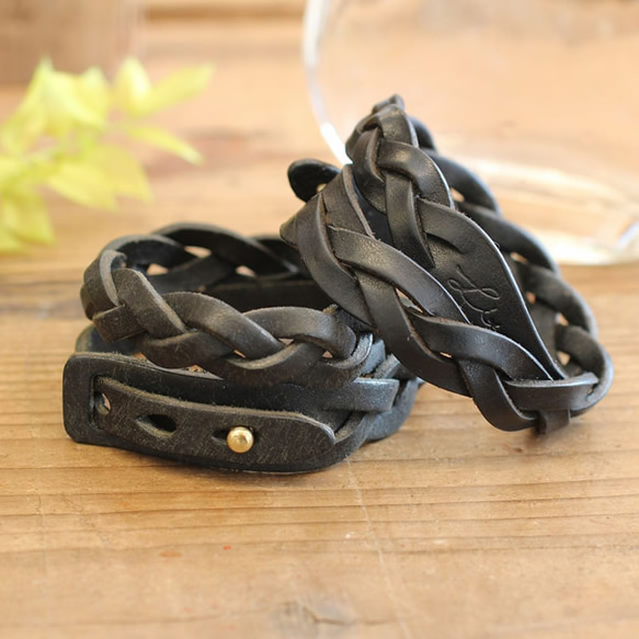 【全6色】MitsuAmi Bracelet / BLACK *レザーブレスレット*プエブロ 4枚目の画像