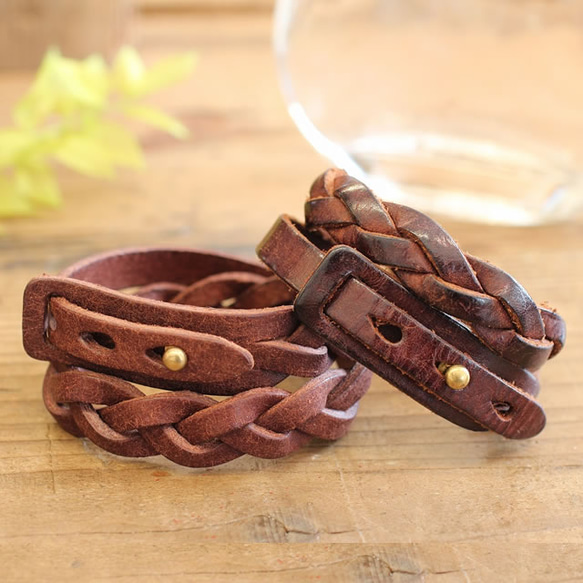 【全6色】MitsuAmi Bracelet / D BROWN *レザーブレスレット*プエブロ 4枚目の画像