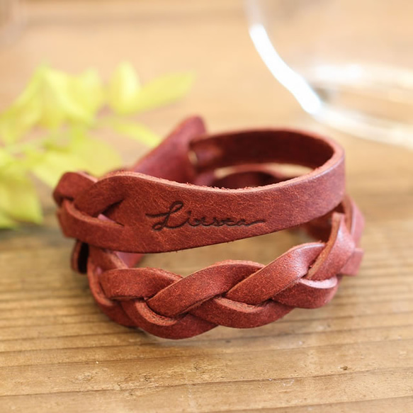 【全6色】MitsuAmi Bracelet / BRICK RED *レザーブレスレット*プエブロ 3枚目の画像