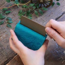 Soft Leather Mini Wallet / TURQUOISE BLUE (Paisley)*ミニ財布*革財布 9枚目の画像