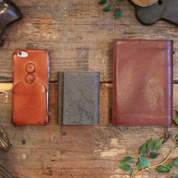 Soft Leather Mini Wallet / CHARCOAL GREY (Paisley) *ミニ財布*革財布 8枚目の画像